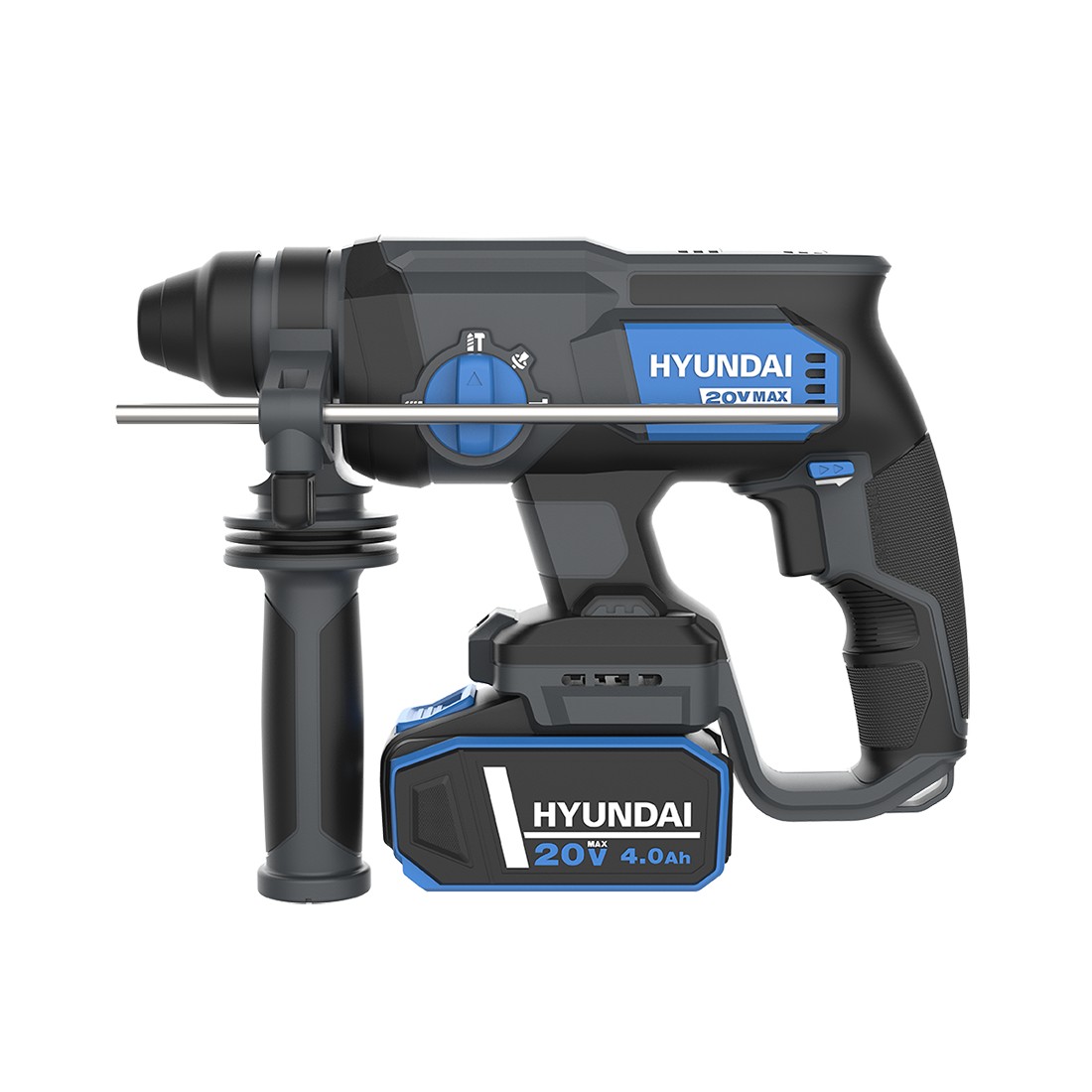 Ciocan rotopercutor cu acumulator 20V Hyundai RH20X-20, SDS plus, motor fara perii, energie de impact 2J, 4 functii, livrat fara acumulator si incarcator 815