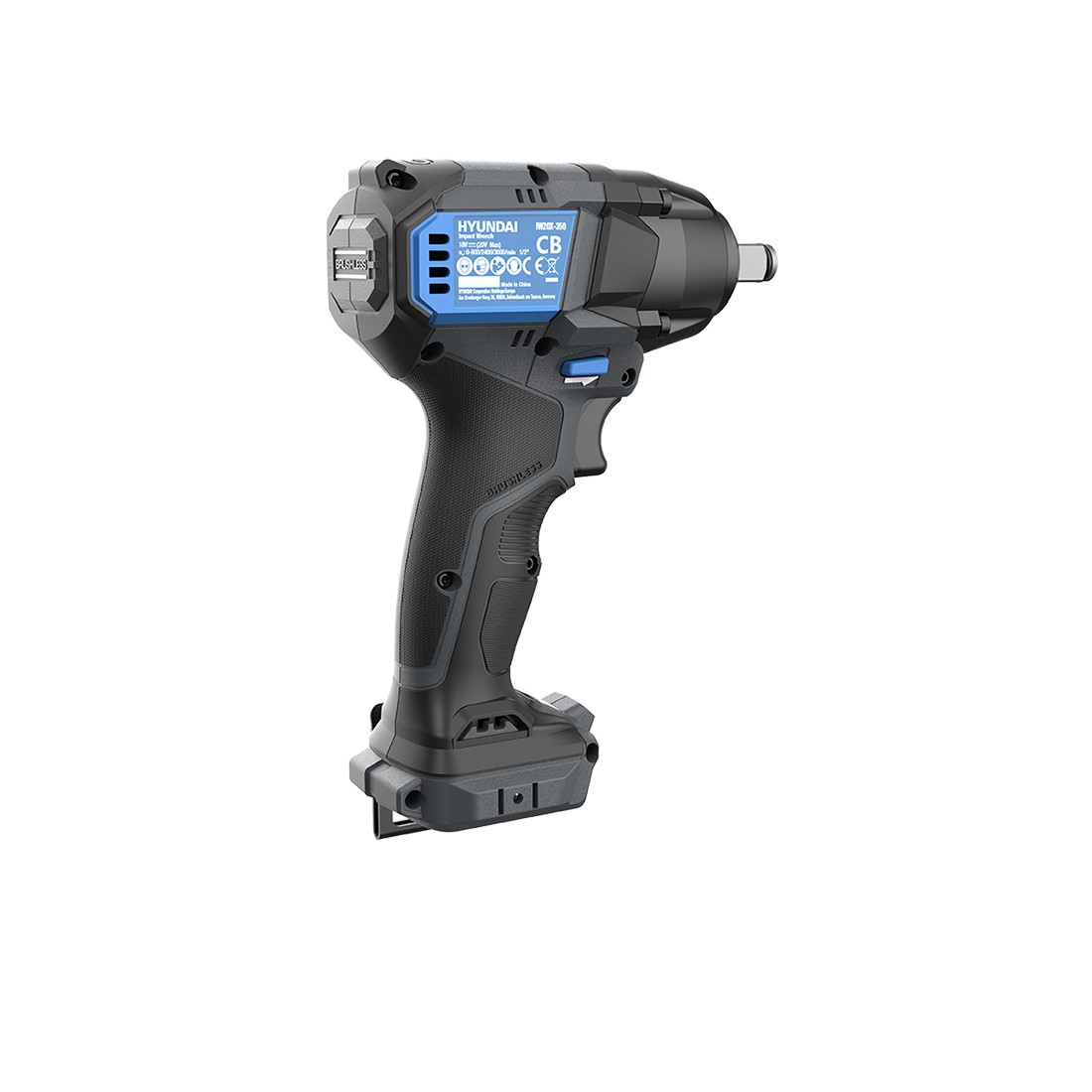 Masina de insurubat cu impact cu acumulator 20V Hyundai IW20X-350, motor fara perii, prindere patrat 1/2, cuplu maxim 350 Nm, 3 trepte de putere, livrata fara acumulator si incarcator 832