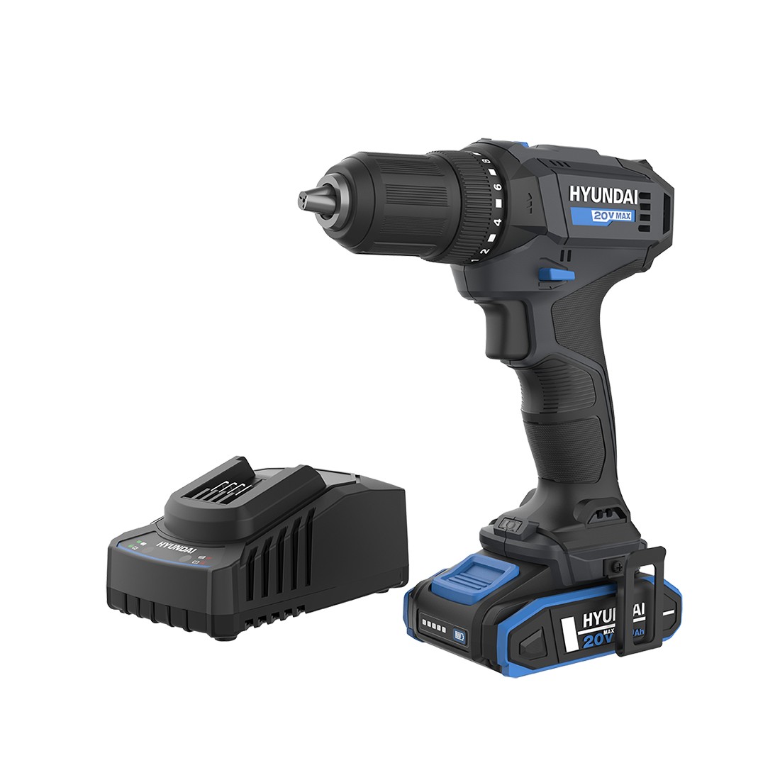 Masina de gaurit si insurubat cu acumulator 20V Hyundai DD20S-40TT, 2 trepte de viteza, cuplu 40 Nm, mandrina rapida de 13 mm, 1 acumulator x 2 Ah si incarcator 870
